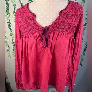 Odd Molly Fuchsia Smocked Blouse B5